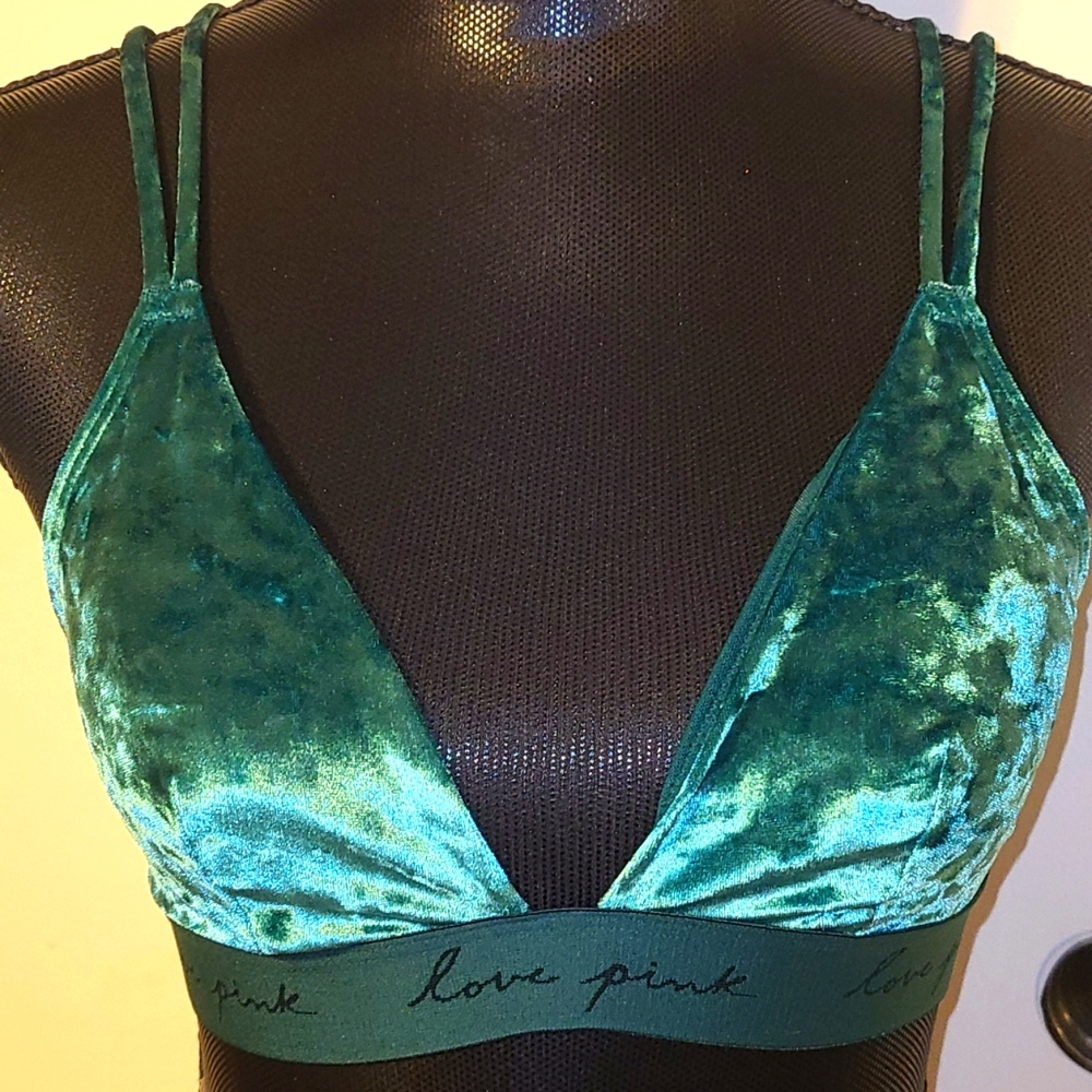 VS pink velvet strappy bralette